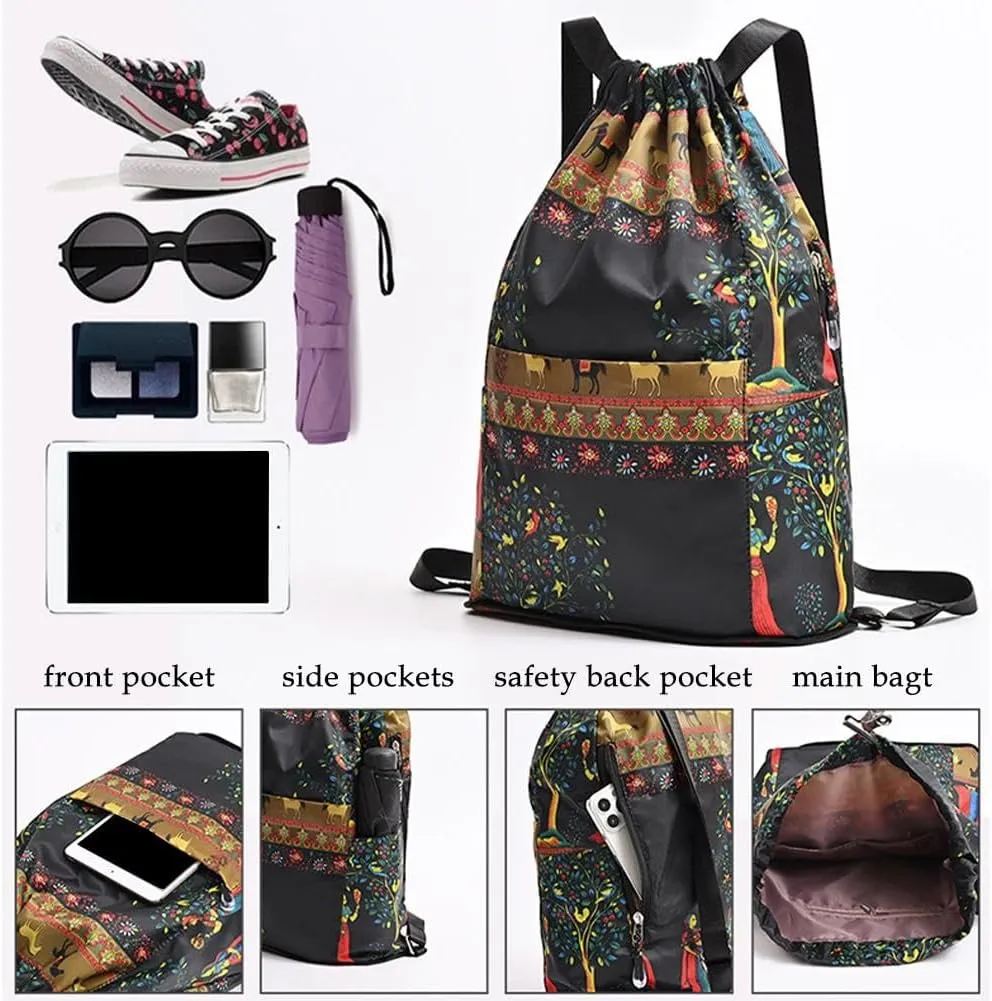 Drawstring Foldable Sports Backpack, Large Capacity Dry Wet Separation Travel Sports Backpack, Waterproof Women's Bag