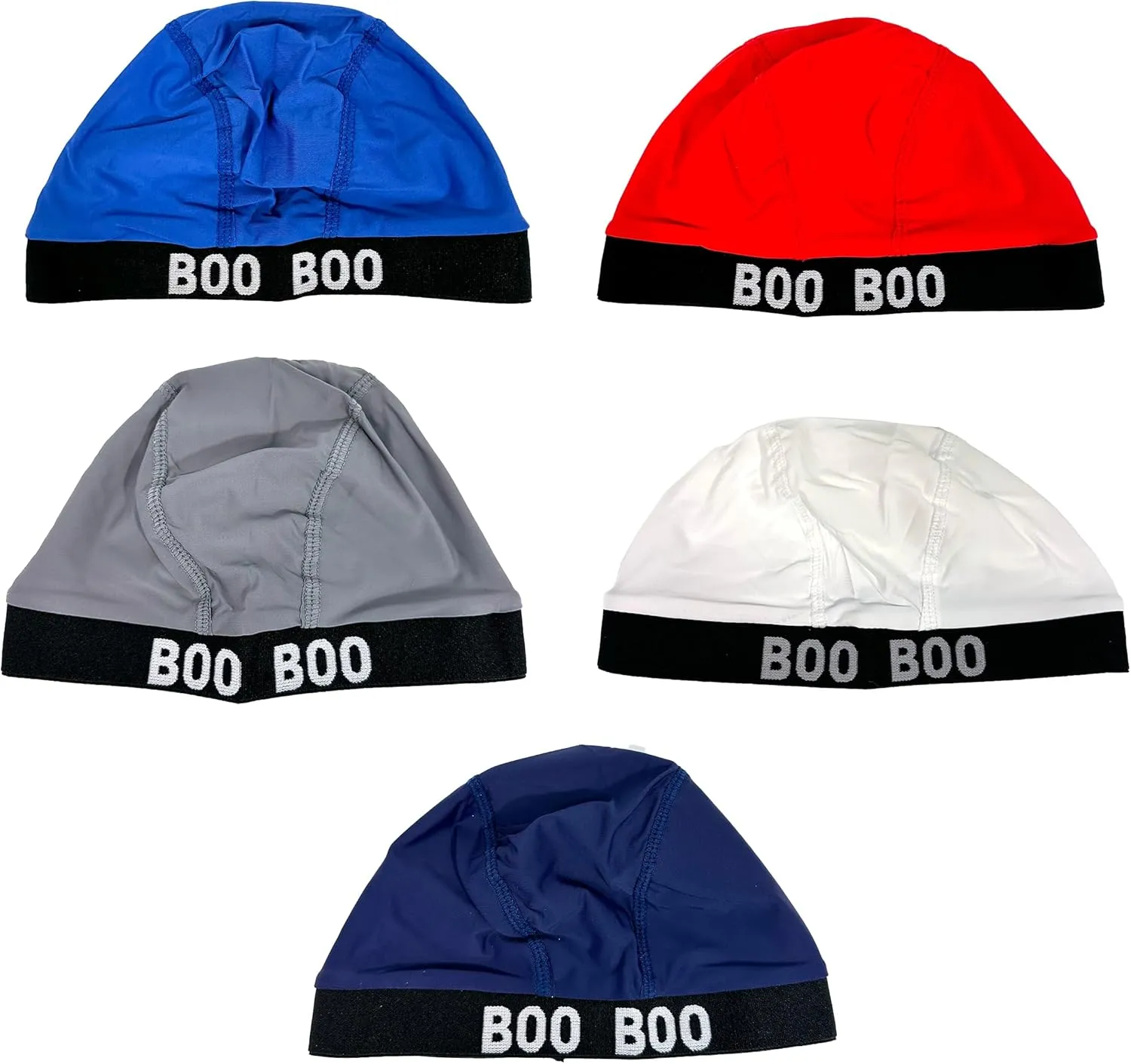 Dream World Boo Boo Multi Color Dry Fit Ultra Stretch Deluxe Dome Cap 5 pcs-Royal Blue, Grey, Navy,Red, White