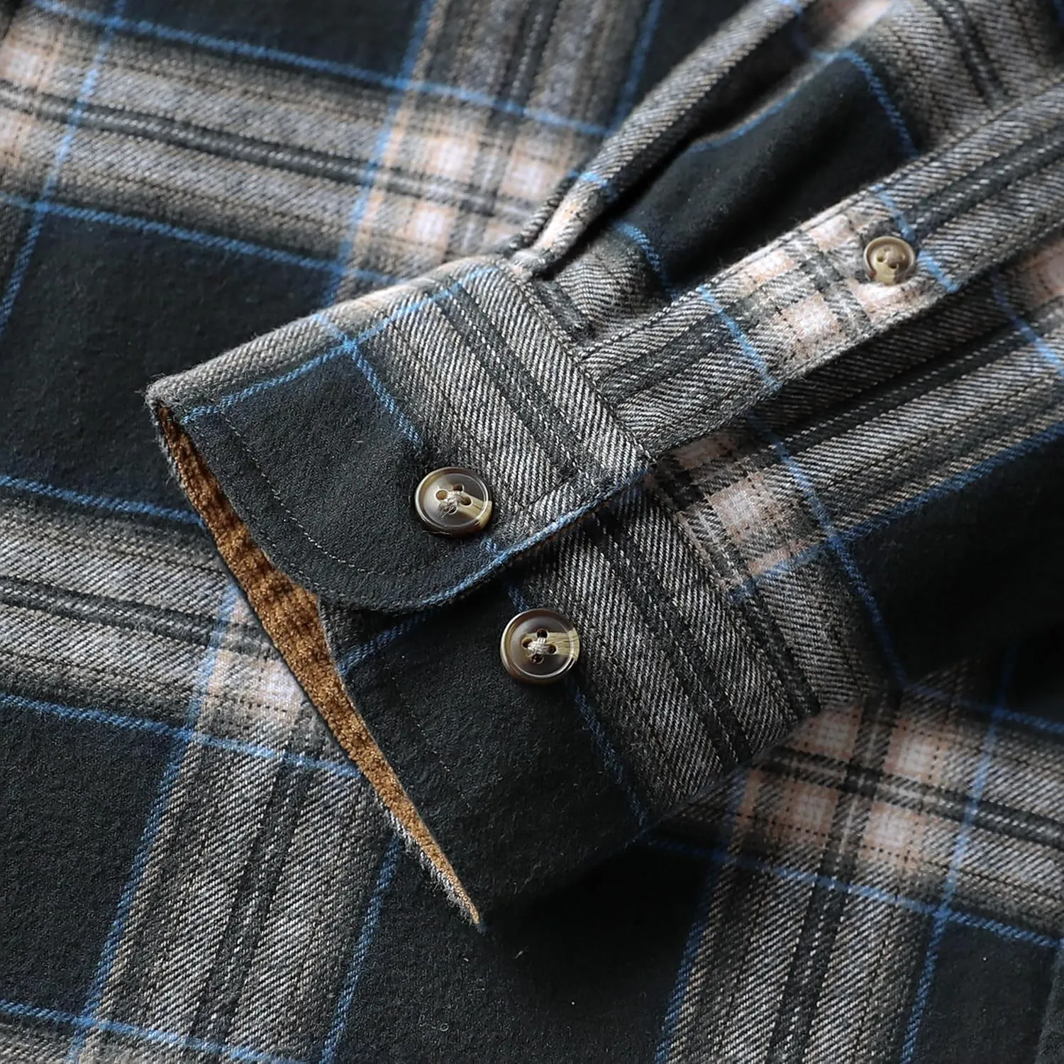 Dubinik® Mens Flannel Shirt Long Sleeve Button Down Plaid All Cotton Soft Brushed Flannel Shirt for Men Utility Casual Shirt