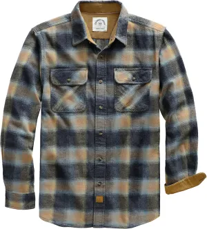 Dubinik® Mens Flannel Shirt Long Sleeve Button Down Plaid All Cotton Soft Brushed Flannel Shirt for Men Utility Casual Shirt