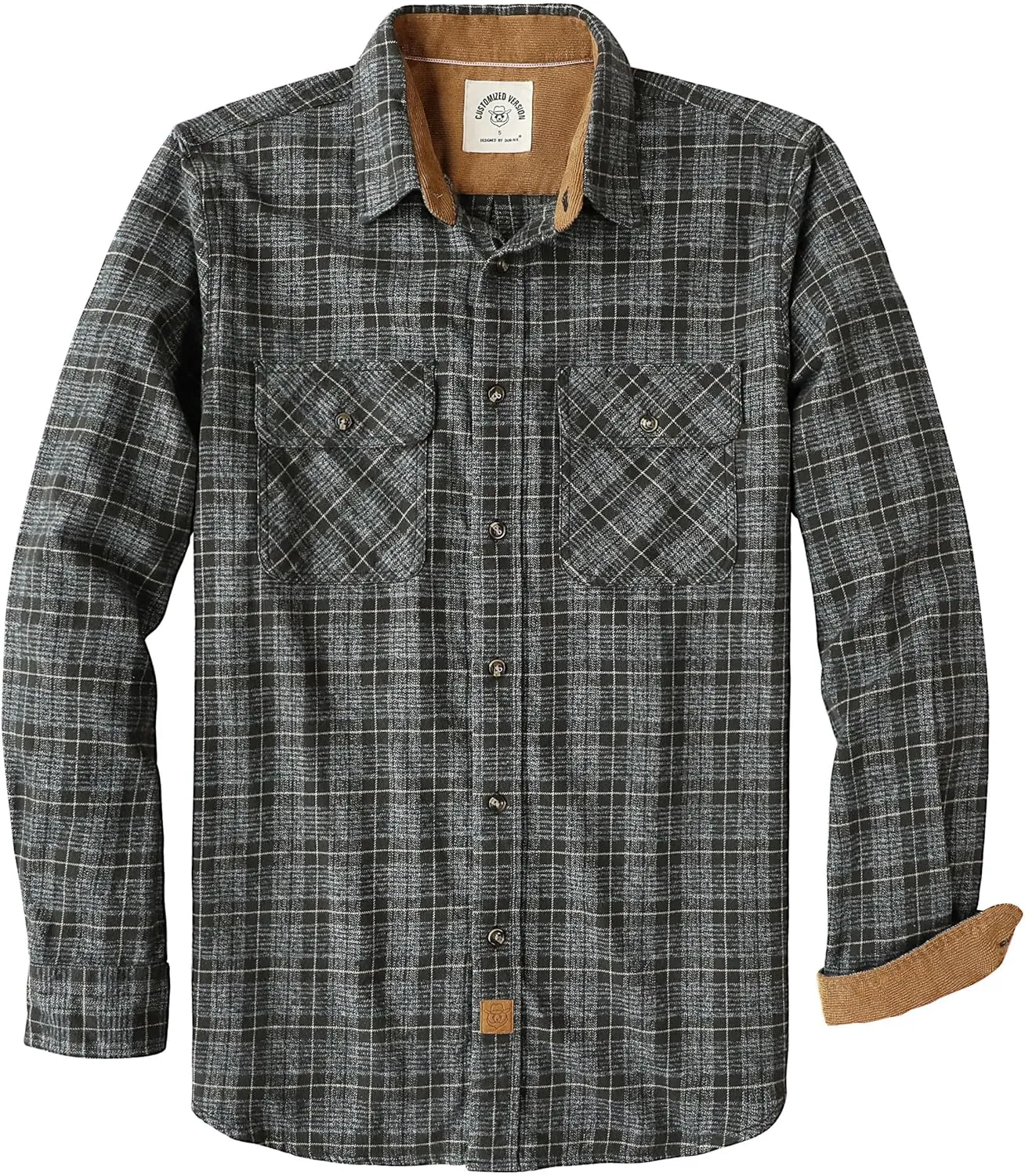 Dubinik® Mens Flannel Shirt Long Sleeve Button Down Plaid All Cotton Soft Brushed Flannel Shirt for Men Utility Casual Shirt