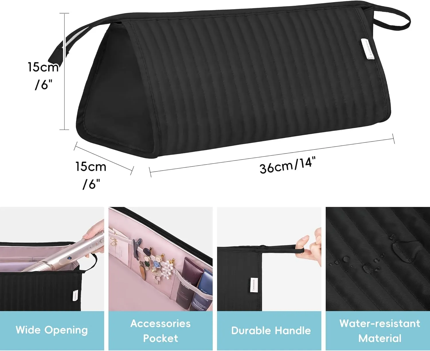 Dy son Air wrap Travel Case Hair Tools Travel Bag for Shark Flexstyle Carrying Case Portable Shark Hair Dryer Revlon Flat Curling Iron Organizer(Black)