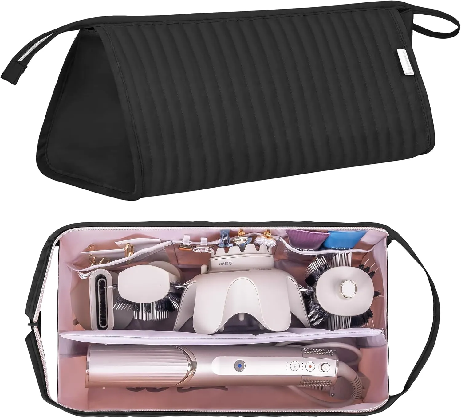 Dy son Air wrap Travel Case Hair Tools Travel Bag for Shark Flexstyle Carrying Case Portable Shark Hair Dryer Revlon Flat Curling Iron Organizer(Black)