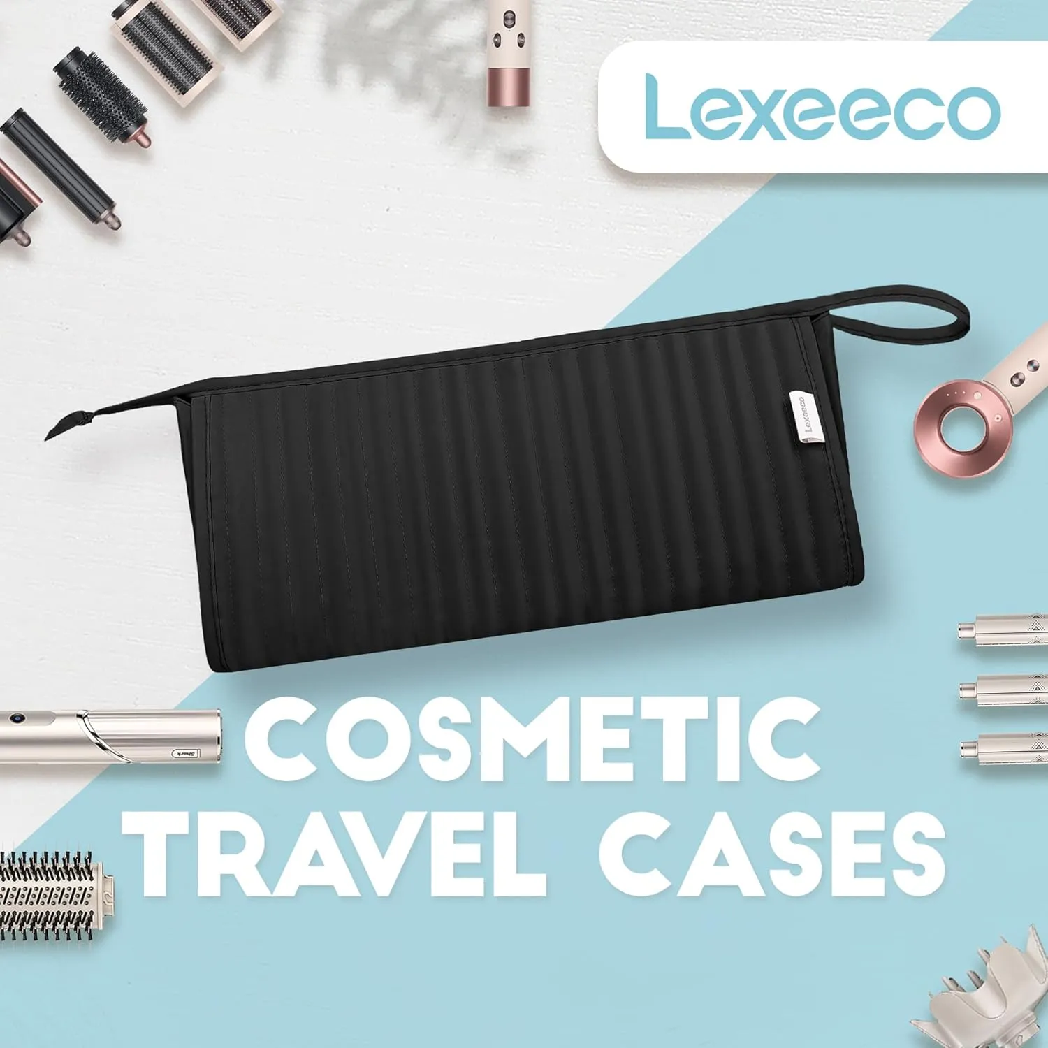 Dy son Air wrap Travel Case Hair Tools Travel Bag for Shark Flexstyle Carrying Case Portable Shark Hair Dryer Revlon Flat Curling Iron Organizer(Black)
