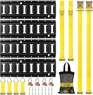 E Track Rail Tie-Down Kit 4 Rails & Accessories (16'' Tracks) for Trailers, Cargo Systems & Service Trucks