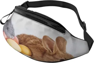 Easter Bunny Fanny Pack, Crossbody Waist Packs for Women Men Waist Bags with Adjustable Strap for Travel Running Hiking Sport