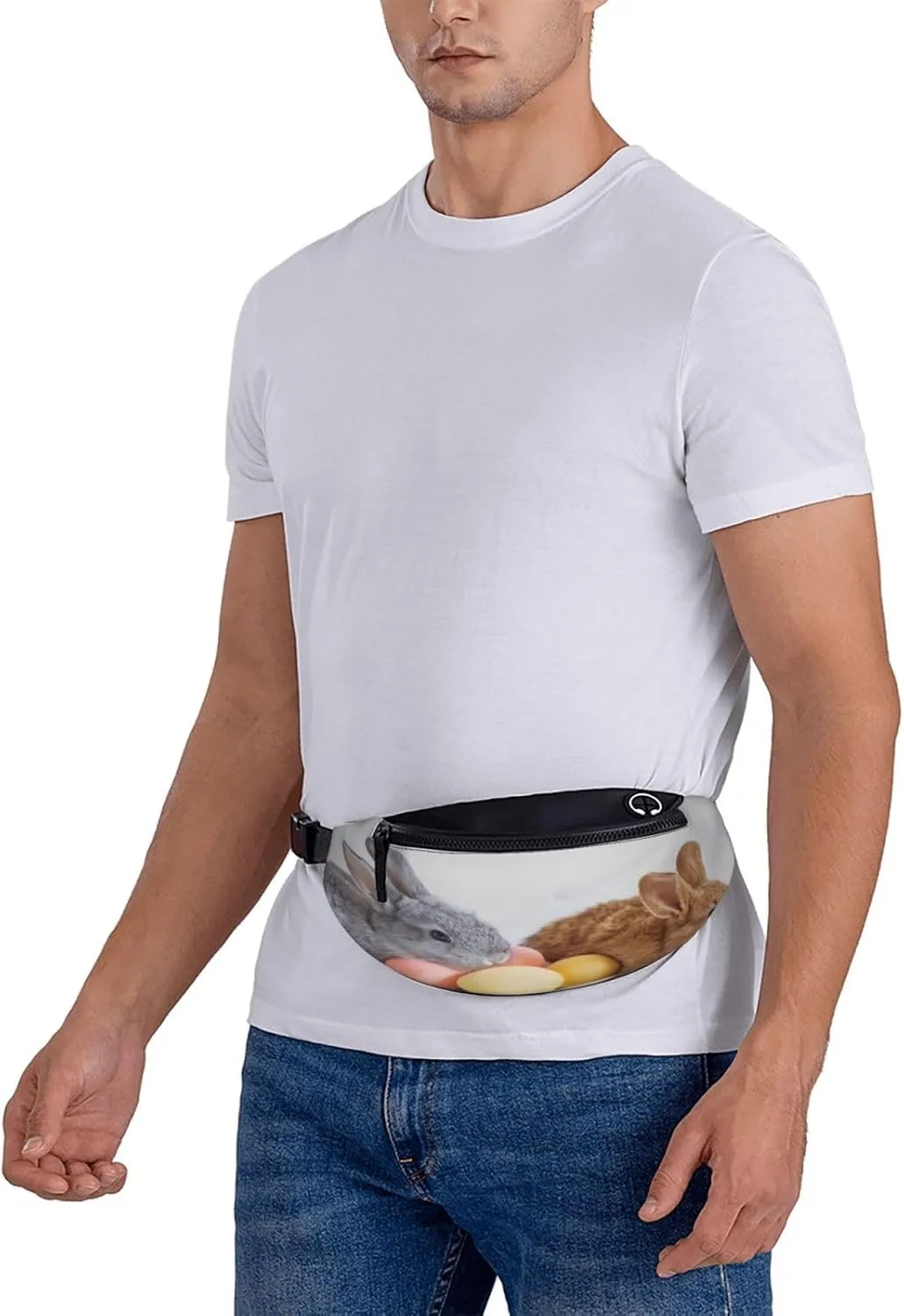 Easter Bunny Fanny Pack, Crossbody Waist Packs for Women Men Waist Bags with Adjustable Strap for Travel Running Hiking Sport