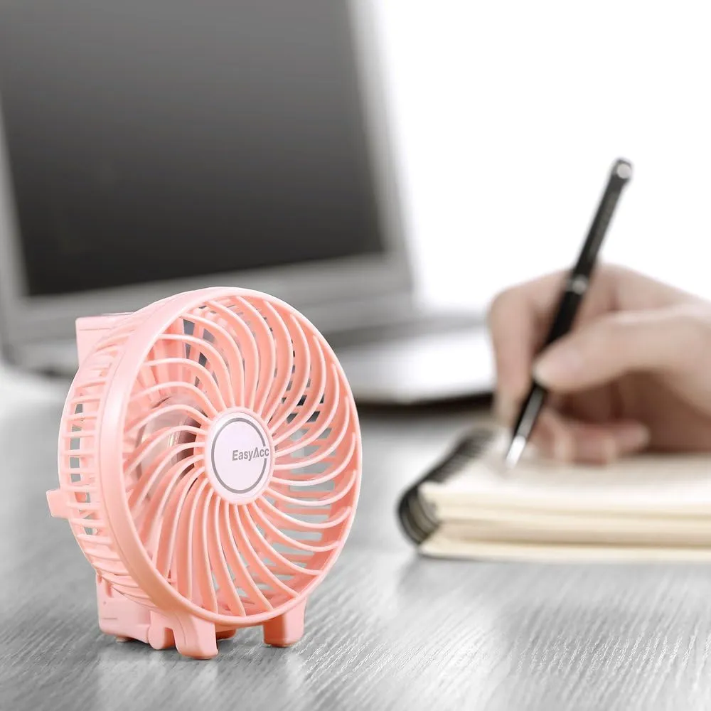 EasyAcc Mini Handheld Fan, Personal Cooling Fan Folding USB Desk Fan Small Portable Table Fan for Travel Camping Outdoors Office Home - Pink…