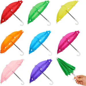Eccliy 8 Pcs Mini Doll Umbrella 11.8 Inch Colorful Tiny Plant Umbrella Beach Sunny Rainy 1:6 Scale Doll Toys Decorations Cute Parasol for Photography Props Supplies, 8 Colors (Classic Color)