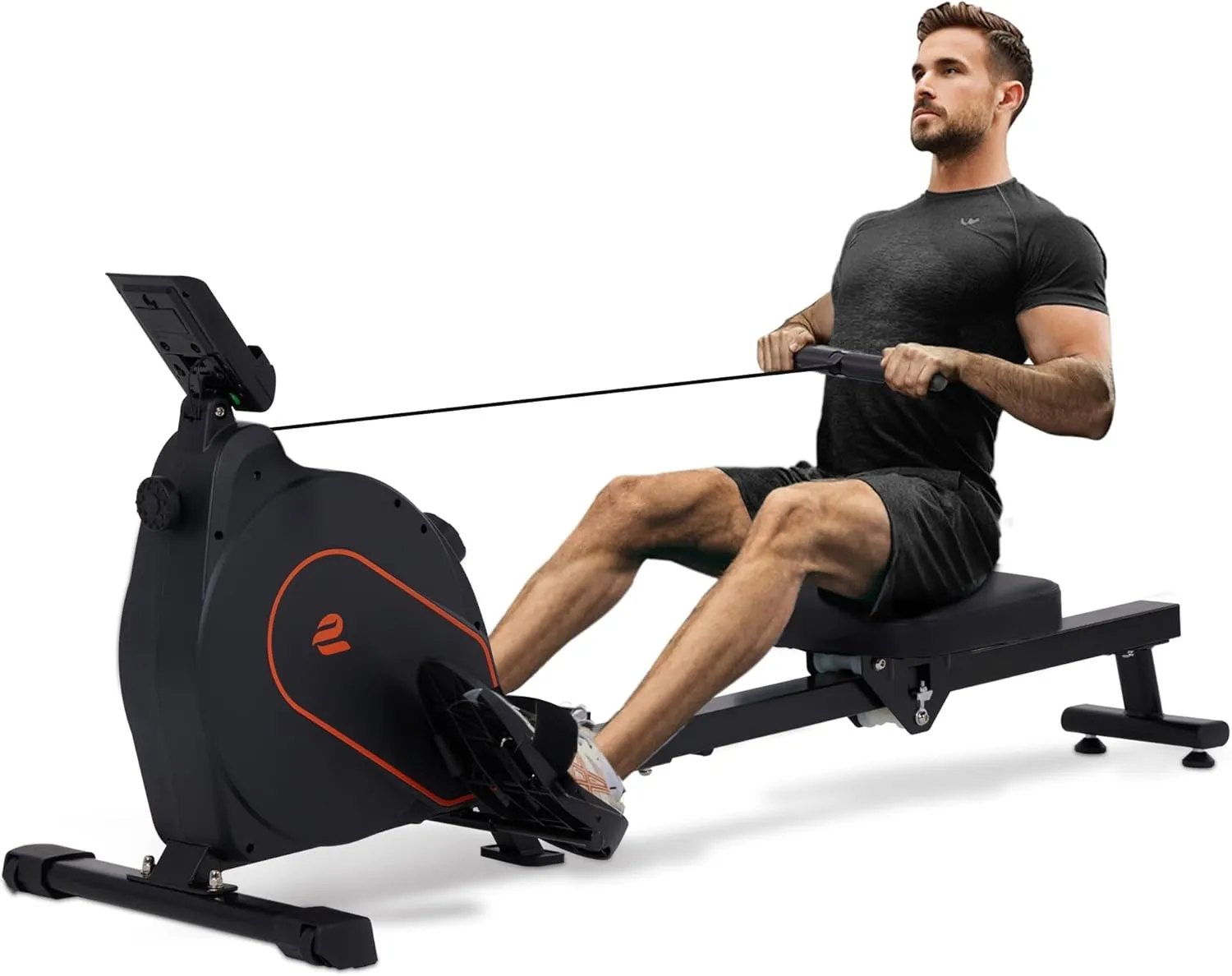 ECHANFIT Rowing Machine for Home Use - Rower with 16 Levels Adjustable Resistance, Ergonomic Seat, Tablet Holder, LCD Monitor and 350 LB Weight Capacity