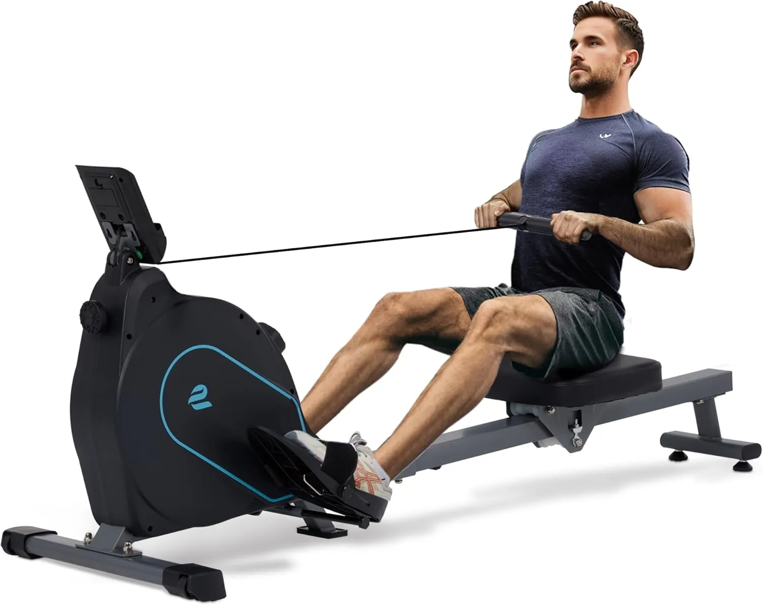 ECHANFIT Rowing Machine for Home Use - Rower with 16 Levels Adjustable Resistance, Ergonomic Seat, Tablet Holder, LCD Monitor and 350 LB Weight Capacity