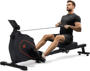 ECHANFIT Rowing Machine for Home Use - Rower with 16 Levels Adjustable Resistance, Ergonomic Seat, Tablet Holder, LCD Monitor and 350 LB Weight Capacity