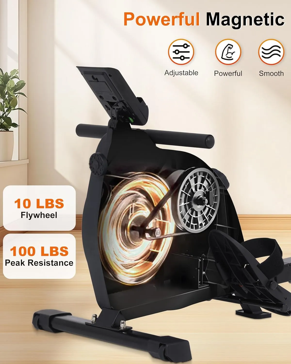 ECHANFIT Rowing Machine for Home Use - Rower with 16 Levels Adjustable Resistance, Ergonomic Seat, Tablet Holder, LCD Monitor and 350 LB Weight Capacity