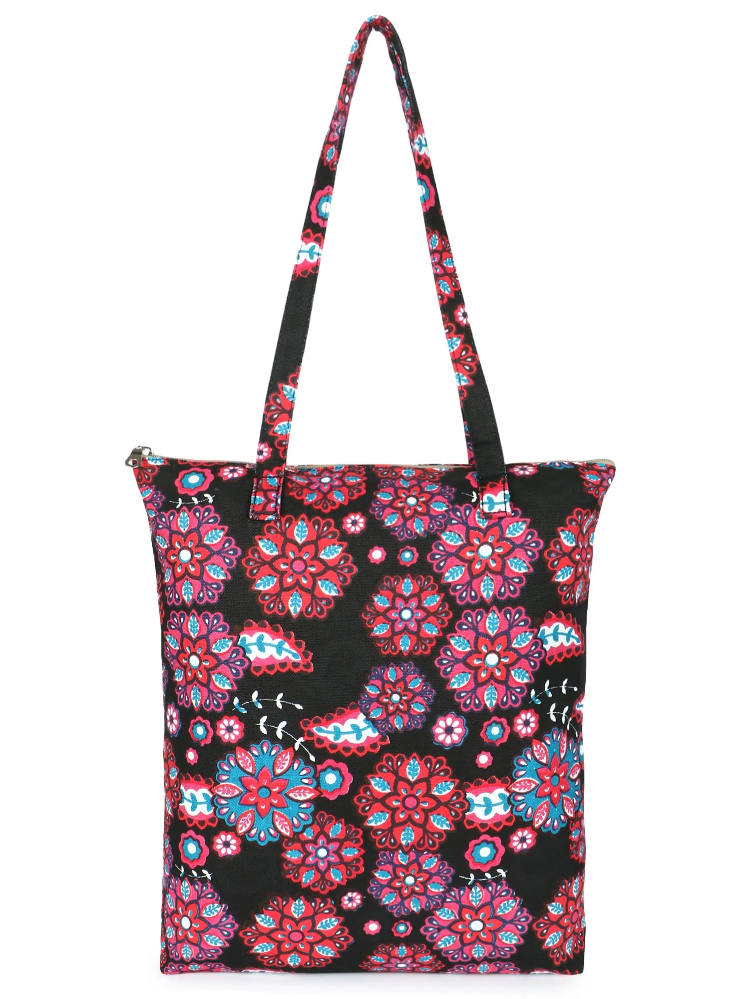 Eco-Friendly Multicolor Floral Printed Cotton Canvas Shopping Bags (Pack of 3)
