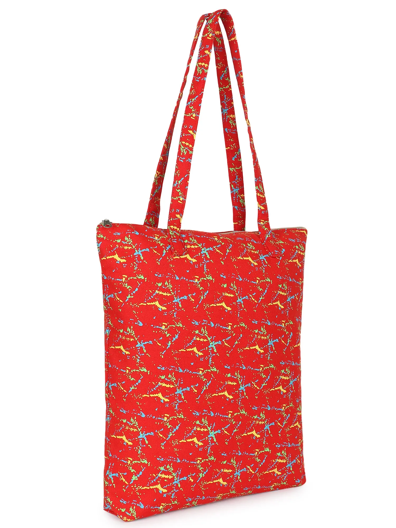 Eco-Friendly Multicolor Floral Printed Cotton Canvas Shopping Bags (Pack of 3)