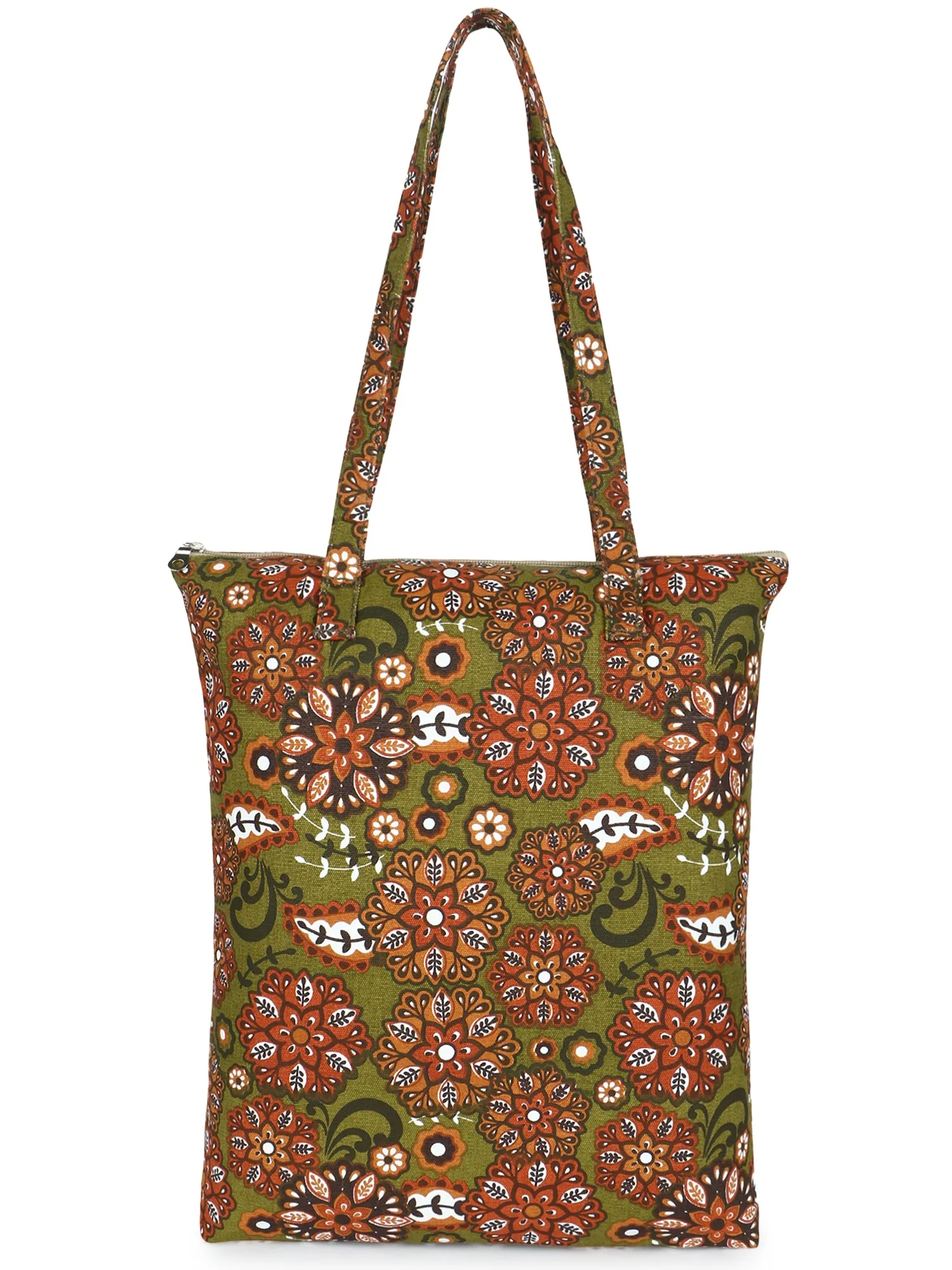 Eco-Friendly Multicolor Floral Printed Cotton Canvas Shopping Bags (Pack of 3)