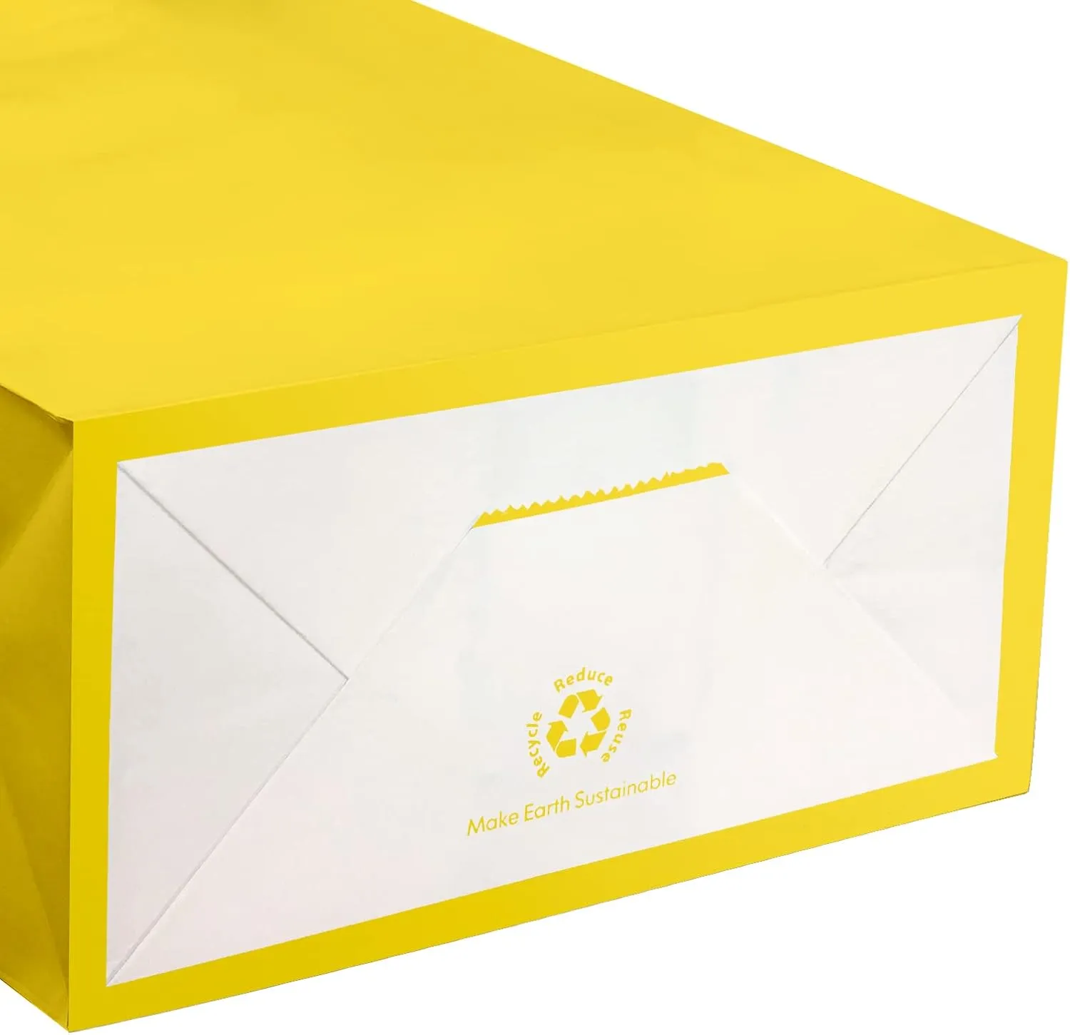 ECOptimize Kraft Paper Bags with Handles, 8" x 4" x 10.5" 120 PCS Yellow - Eco-Friendly & Recyclable Gift Bags from 100% Wood Pulp - High Tear Resistance & Load Capacity for Retail, Shopping