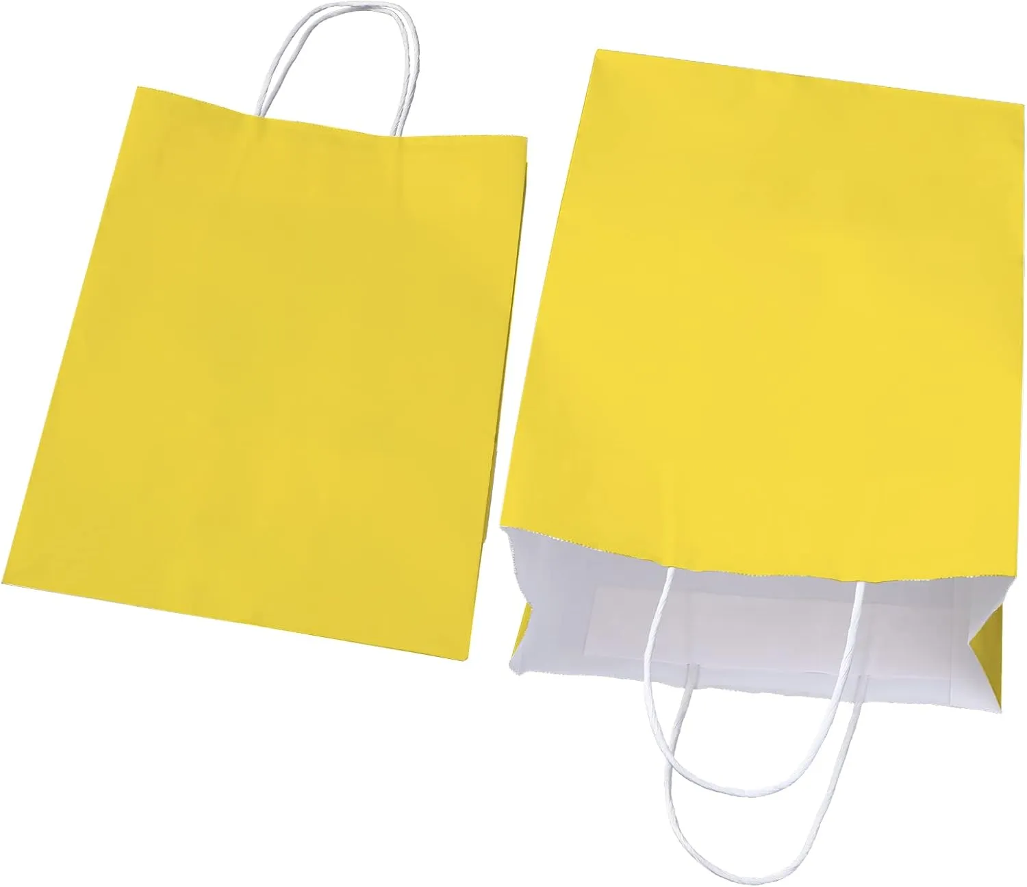 ECOptimize Kraft Paper Bags with Handles, 8" x 4" x 10.5" 120 PCS Yellow - Eco-Friendly & Recyclable Gift Bags from 100% Wood Pulp - High Tear Resistance & Load Capacity for Retail, Shopping