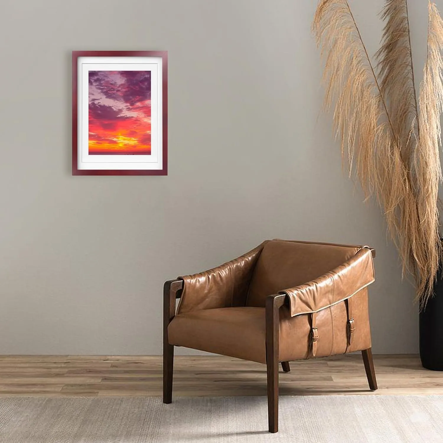 Egofine 12x16 Picture Frames with Plexiglass, Display Pictures 9x12/11x14 with Mat or 12x16 Without Mat for Tabletop and Wall Mounting, Cherry Red