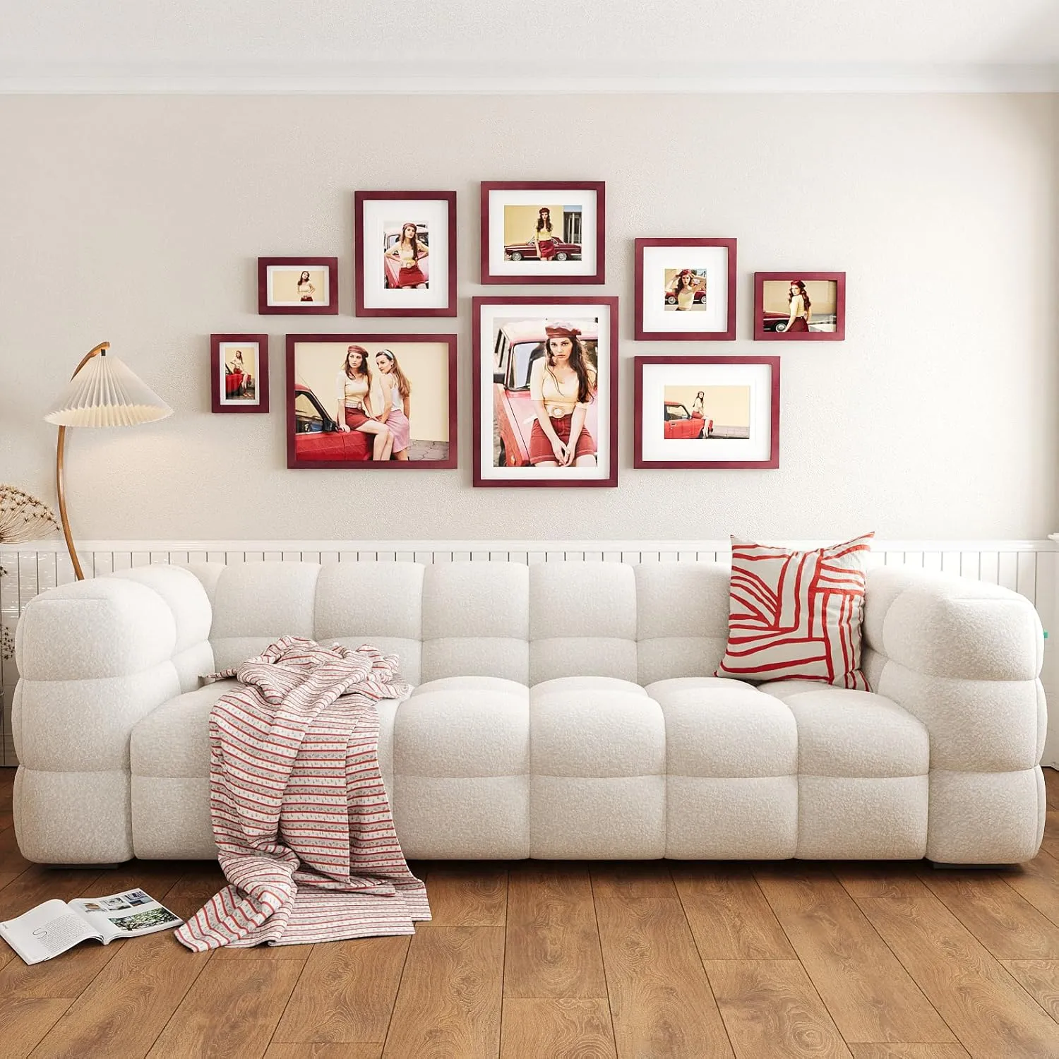 Egofine 12x16 Picture Frames with Plexiglass, Display Pictures 9x12/11x14 with Mat or 12x16 Without Mat for Tabletop and Wall Mounting, Cherry Red