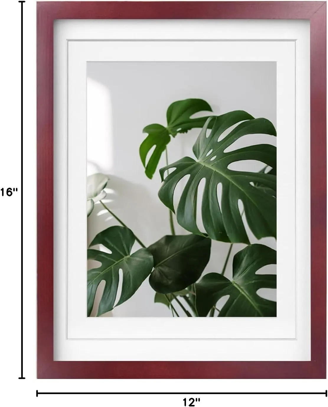 Egofine 12x16 Picture Frames with Plexiglass, Display Pictures 9x12/11x14 with Mat or 12x16 Without Mat for Tabletop and Wall Mounting, Cherry Red