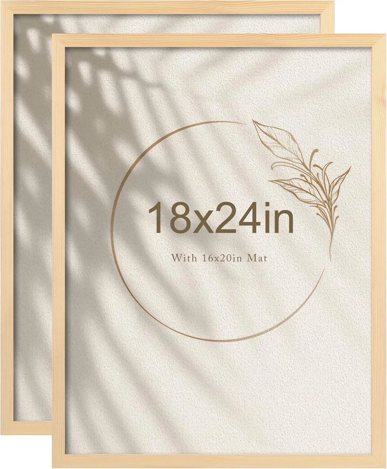Egofine 18x24 Poster Frame Set of 2 Solid Wood Frame with Plexiglass Matted for 16x20 for Wall Mounting Hanging Picture Frame Vertically or Horizontally, Natural Wood