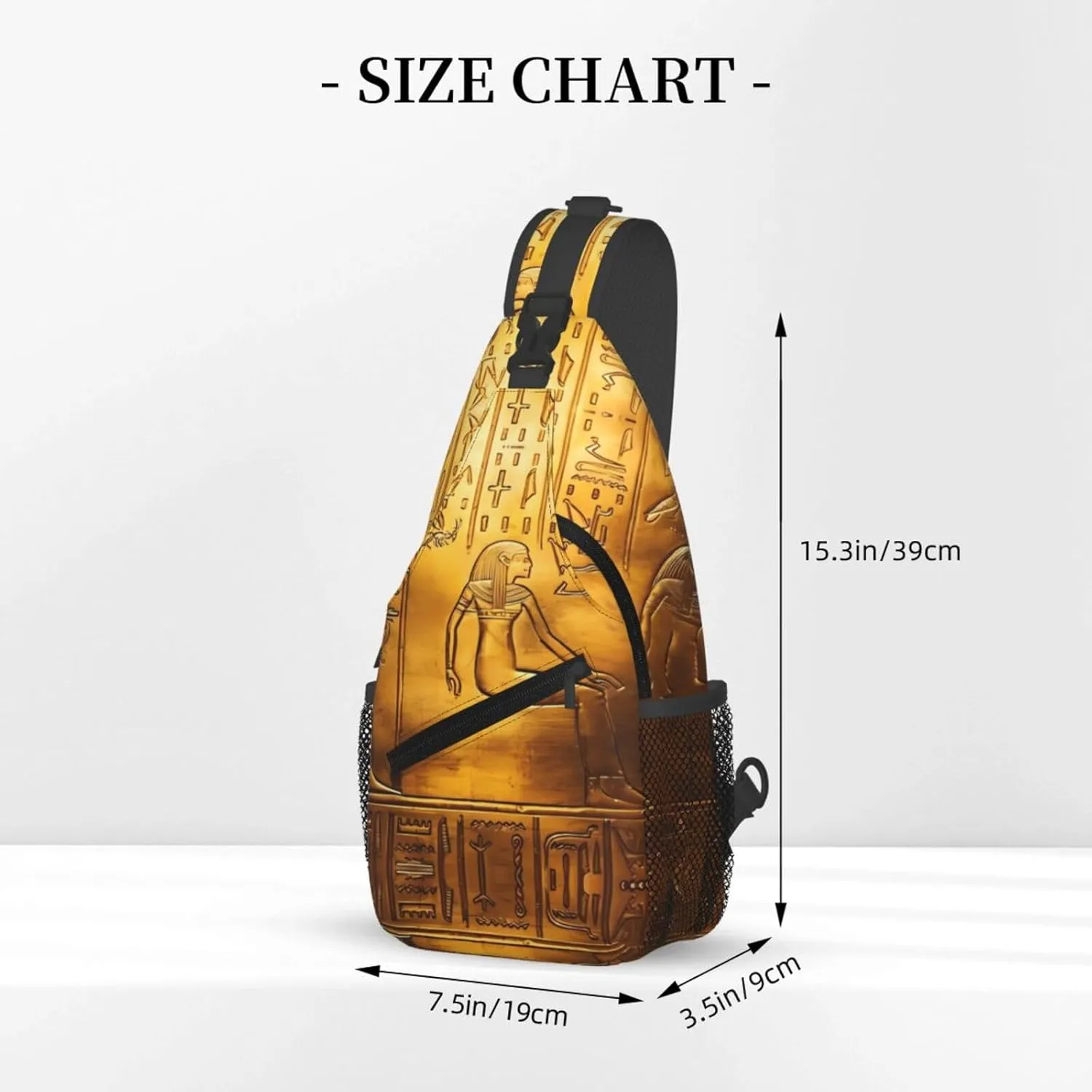 Egypt Hieroglyphics Print Men's Cross Chest Bag Diagonally, Cute Crossbody Shoulder Backpack, 7.5" L x 3.5" W x 15.3" H