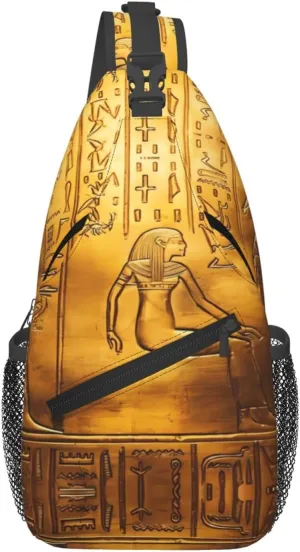 Egypt Hieroglyphics Print Men's Cross Chest Bag Diagonally, Cute Crossbody Shoulder Backpack, 7.5" L x 3.5" W x 15.3" H