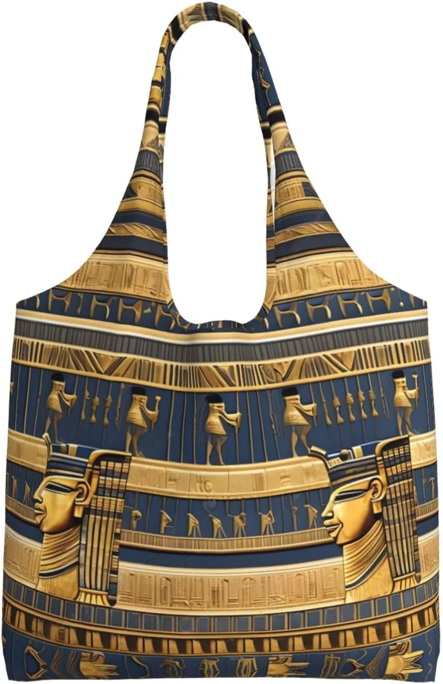 Egyptian Pharaonic Frescoes Printed single-shoulder canvas bag, fashionable daily canvas bag, suitable for daily travel and shopping