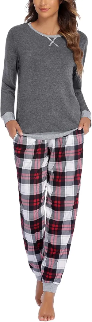Ekouaer Pajamas For Women Comfy Long Sleeve Jogger Set Lounge Pjs Set With Pockets
