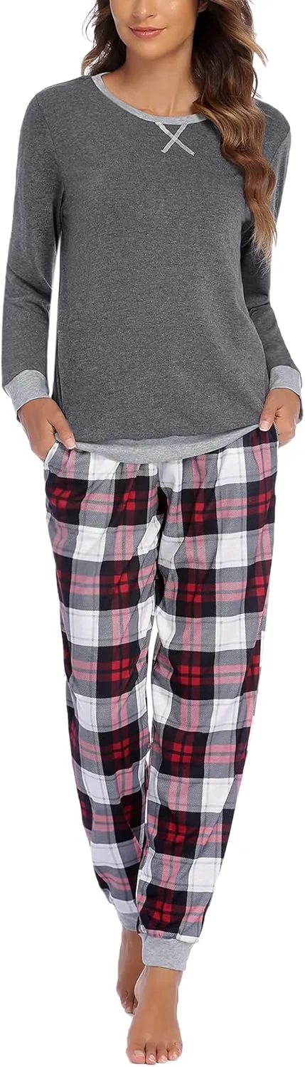 Ekouaer Pajamas For Women Comfy Long Sleeve Jogger Set Lounge Pjs Set With Pockets
