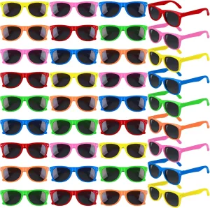 Elcoho 36 Packs Kids Sunglasses Party Favors Kids Sunglasses Neon Bulk Sunglasses Boys and Girls Sunglasses for Birthday Party, Graduation Party Beach Pool Party