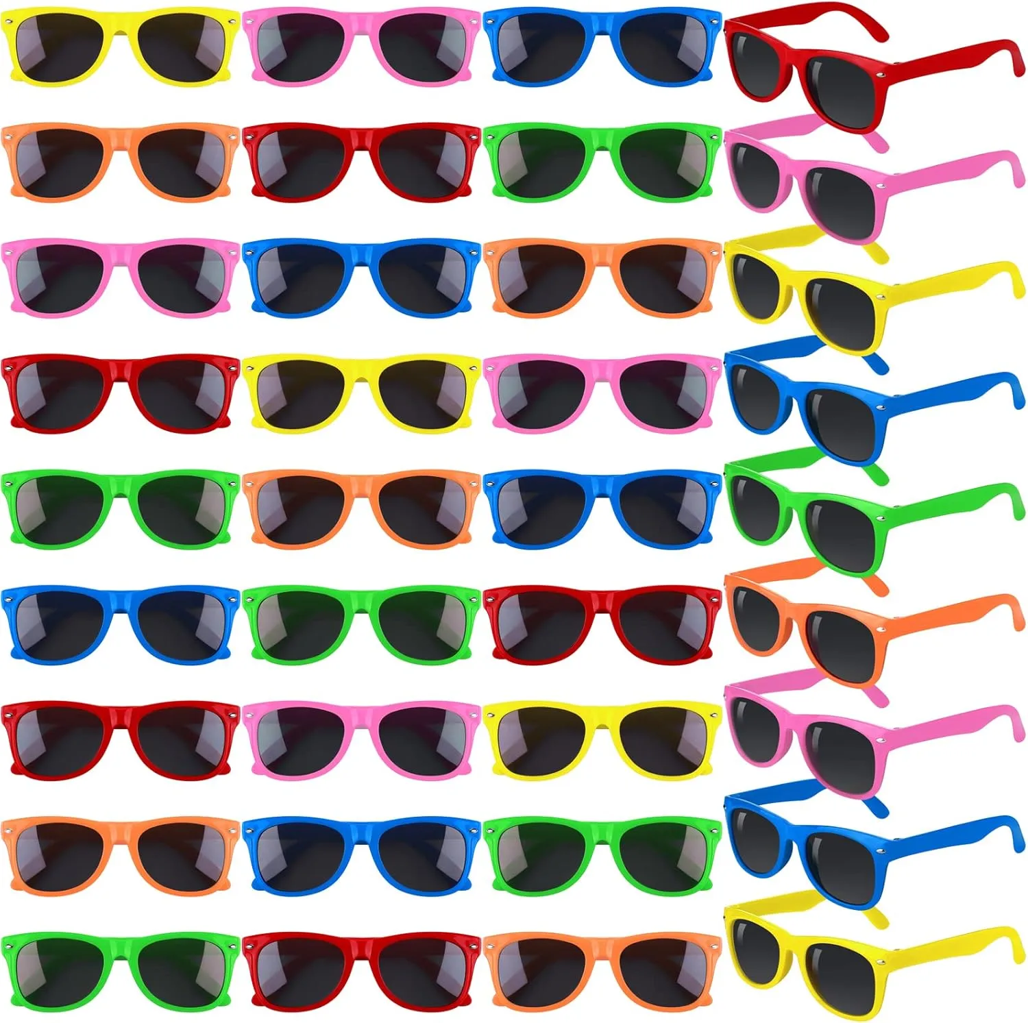 Elcoho 36 Packs Kids Sunglasses Party Favors Kids Sunglasses Neon Bulk Sunglasses Boys and Girls Sunglasses for Birthday Party, Graduation Party Beach Pool Party