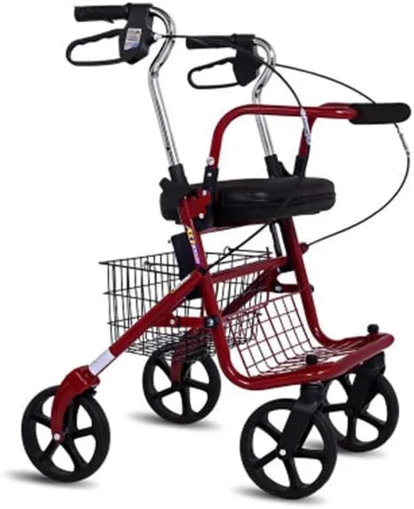 Elderly, Folding Four Wheeled Aluminum Lightweight with Seat Parking Brake Bag Height Adjustable Foldable Full of Stars