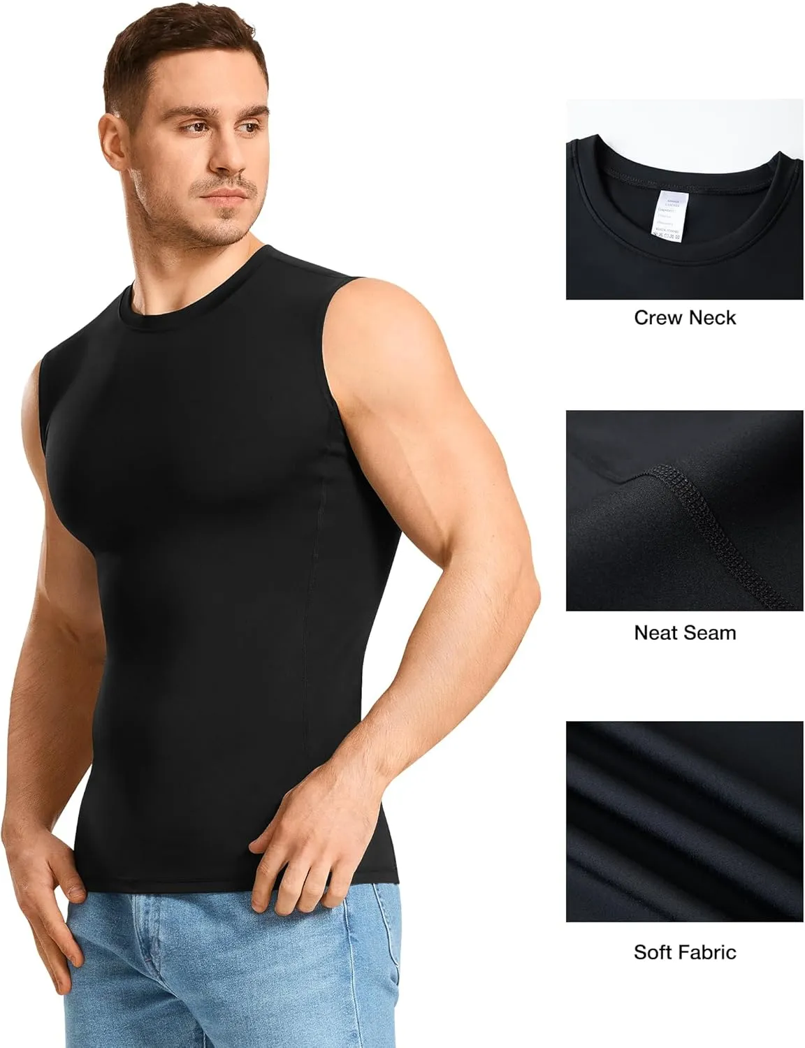 Eleady 2 Packs Compression Shirt Men Workout Shirts Athletic Base Layer Sleeveless Tank Top Slimming Undershirt