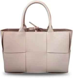 Elegant Cowhide Leather Hand Woven Tote Handbag – Large Shoulder Bag for Commuting