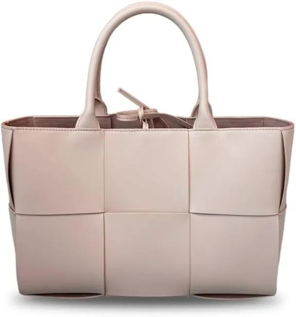 Elegant Cowhide Leather Hand Woven Tote Handbag – Large Shoulder Bag for Commuting