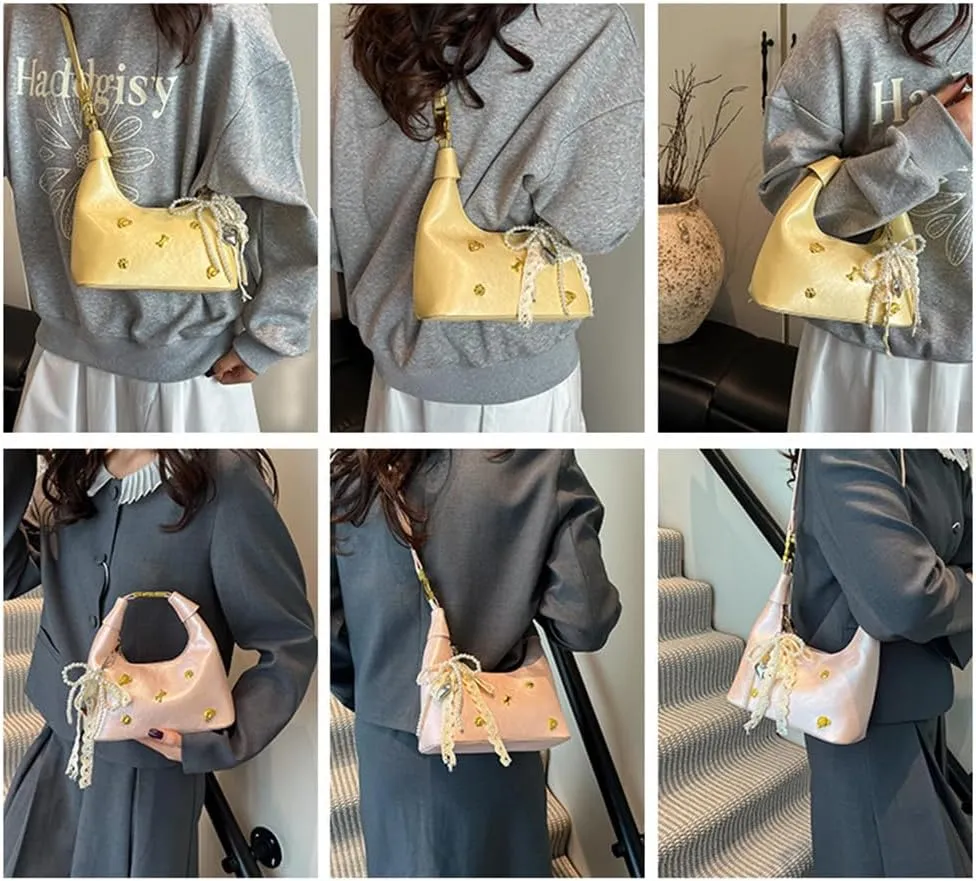 Elegant French Styles Handbag For Women Shoulder Korean Style Fashionable Shoulder Messenger PU Leather Armpit Purse