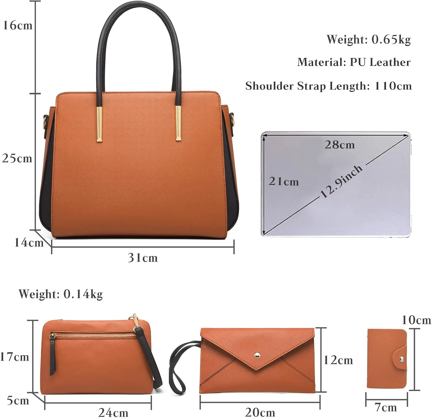 Elegant Handbags Wallet Tote Bag Womens Top Handle Satchel Purse Set 4 pcs Set Crossbody Bag