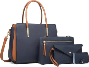 Elegant Handbags Wallet Tote Bag Womens Top Handle Satchel Purse Set 4 pcs Set Crossbody Bag