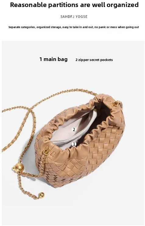 Elegant Weave Design Crossbody Bag with Adjustable Chain Strap