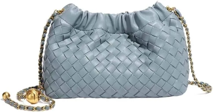 Elegant Weave Design Crossbody Bag with Adjustable Chain Strap