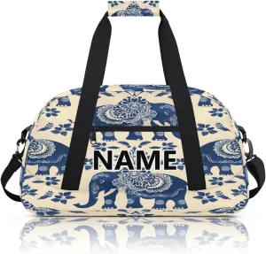 Elephant Mini Gym Bag 18 inch for Women Men Waterproof Custom Bohemian Travel Duffel Bag Carry On Overnight Tote Nurse Bag for Work Fitness Hiking