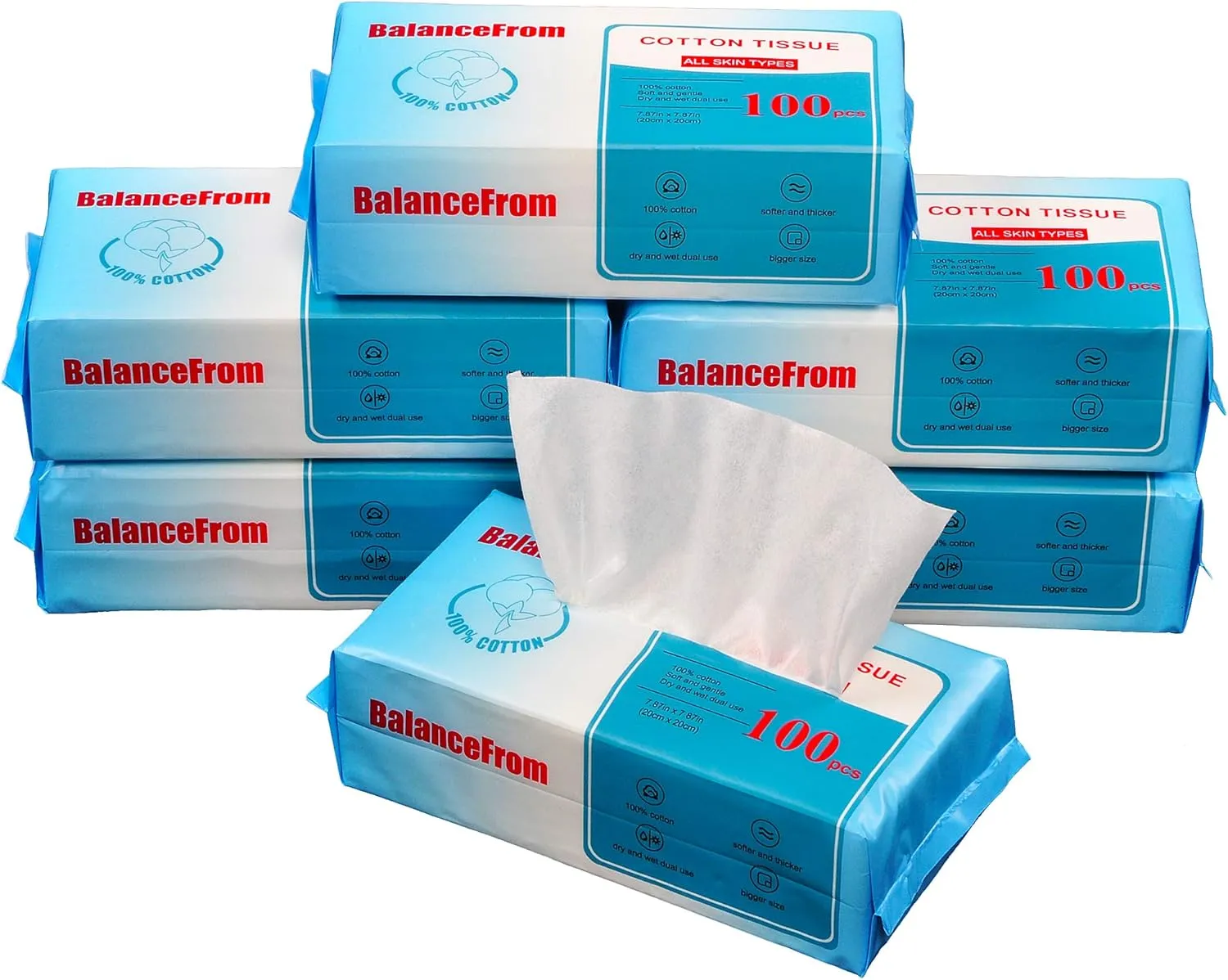 Elevon Multi-Purpose 100% Unscented Cotton Tissue Soft Dry Facial Cotton Wipes for Sensitive Skin