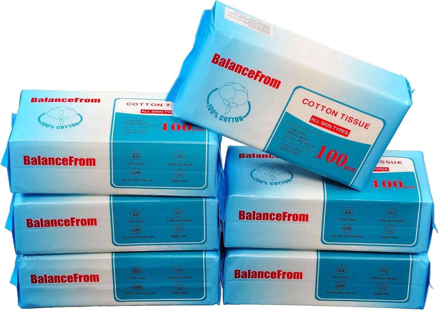 Elevon Multi-Purpose 100% Unscented Cotton Tissue Soft Dry Facial Cotton Wipes for Sensitive Skin