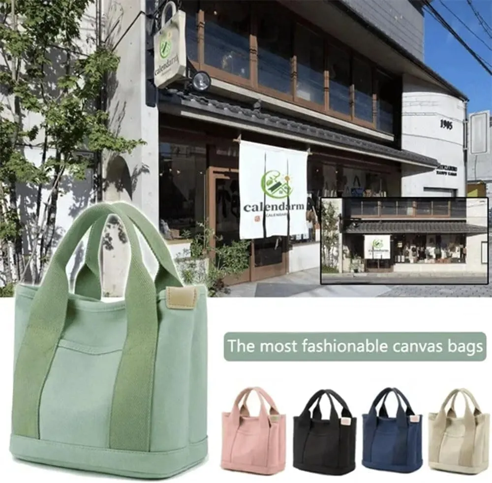 Elmyse Canvas Bag, Elmyse Large Capacity Multi-pocket Handbag Handmade, Elmyse Canvas Tote Bag Women