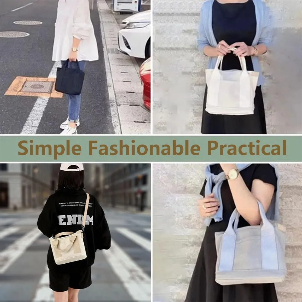 Elmyse Canvas Tote Bag for Women - Large Capacity Multi-Pocket Handbag and Crossbody Bag for Office & Travel