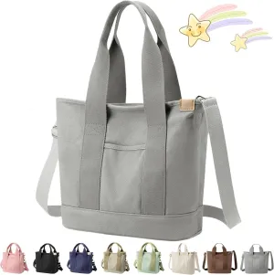Elmyse Canvas Tote Bag for Women - Large Capacity Multi-Pocket Handbag and Crossbody Bag for Office & Travel