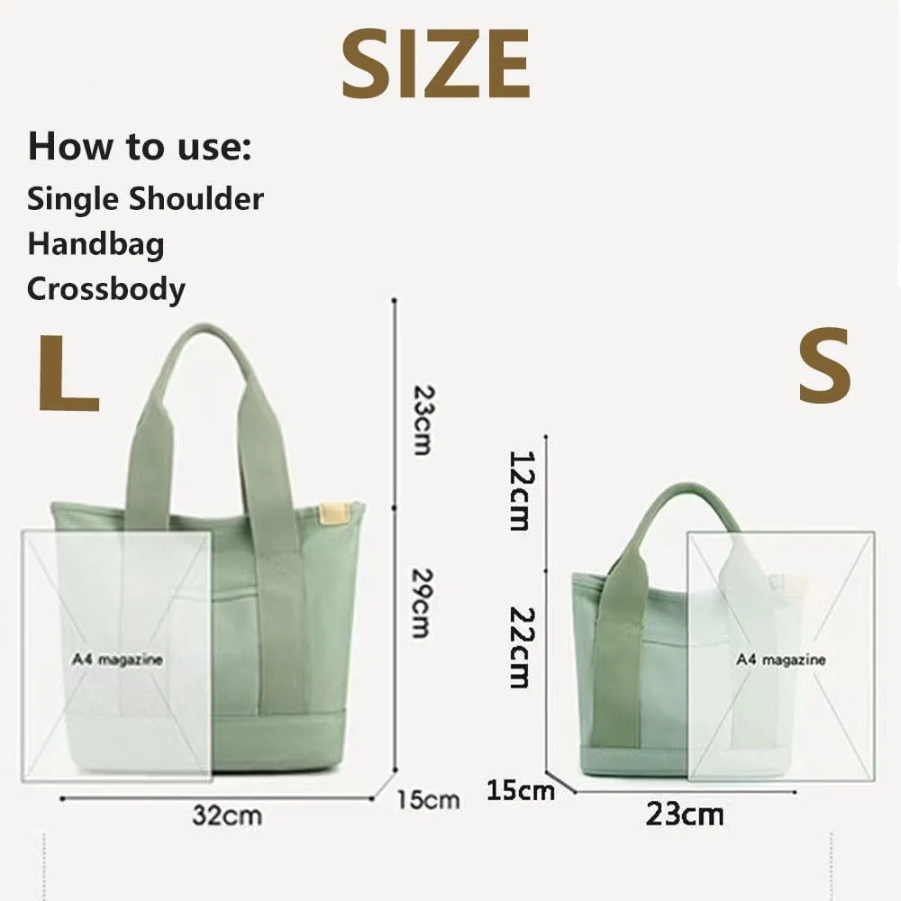 Elmyse Canvas Tote Bag for Women - Large Capacity Multi-Pocket Handbag and Crossbody Bag for Office & Travel