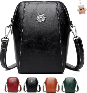 Elmyse Crossbody Bag Leather,Retro All-Match Vertical Cellphone Bag,Mini Shoulder cell phone Crossbody Bag for Women